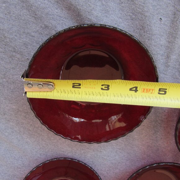 ruby red depression glass 8 oz bowls anchor hocking set of 4 (W3268) - Picture 3 of 11